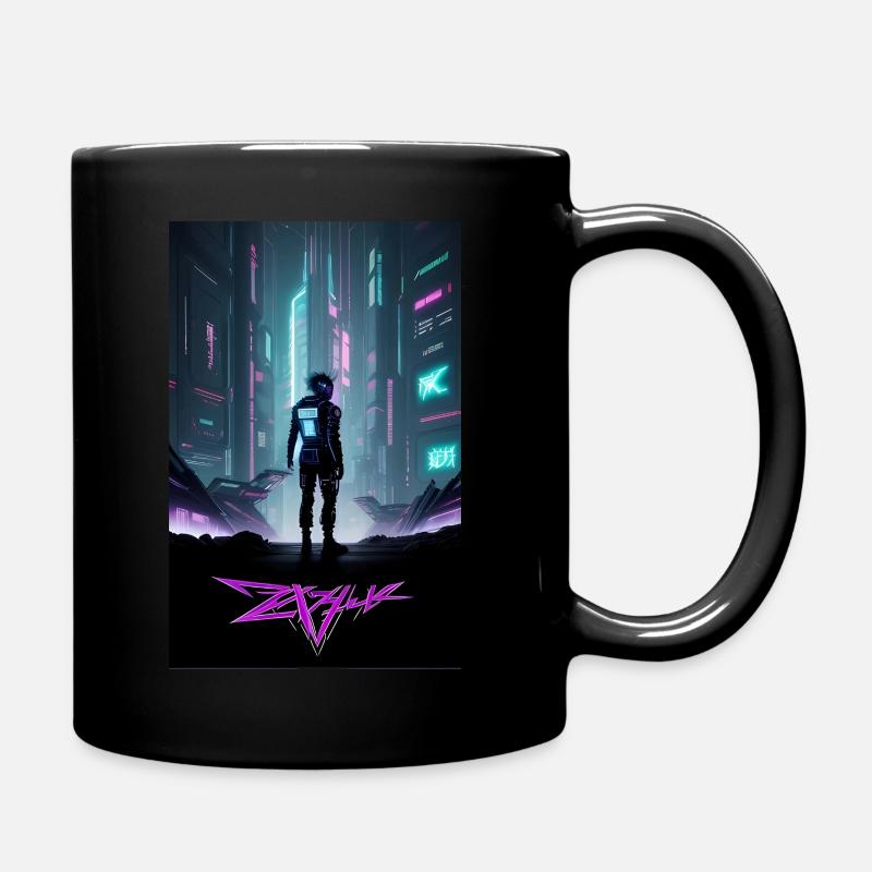 Dystopische Cyberpunk-Collage - Tasse einfarbig - Schwarz