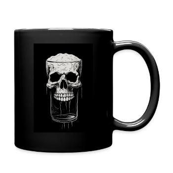 Gruseliger schwarzer Skelettkopf - Tasse einfarbig - Schwarz - Rechts