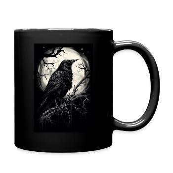 Gruseliger Schwarzer Rabe - Tasse einfarbig - Schwarz - Rechts