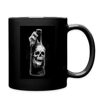 Gruseliger Schwarzer Skelettkopf - Tasse einfarbig - Schwarz - Rechts