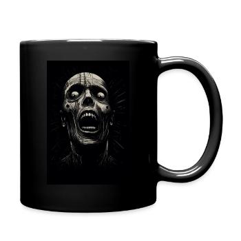 Gruseliger schwarzer Skelettkopf - Tasse einfarbig - Schwarz - Rechts