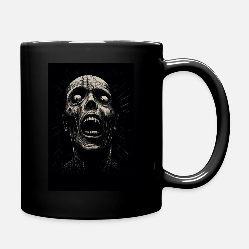 Gruseliger schwarzer Skelettkopf - Tasse einfarbig - Schwarz