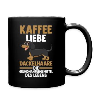 Kaffee Hund Dachshund Dackel - Tasse einfarbig - Schwarz - Rechts