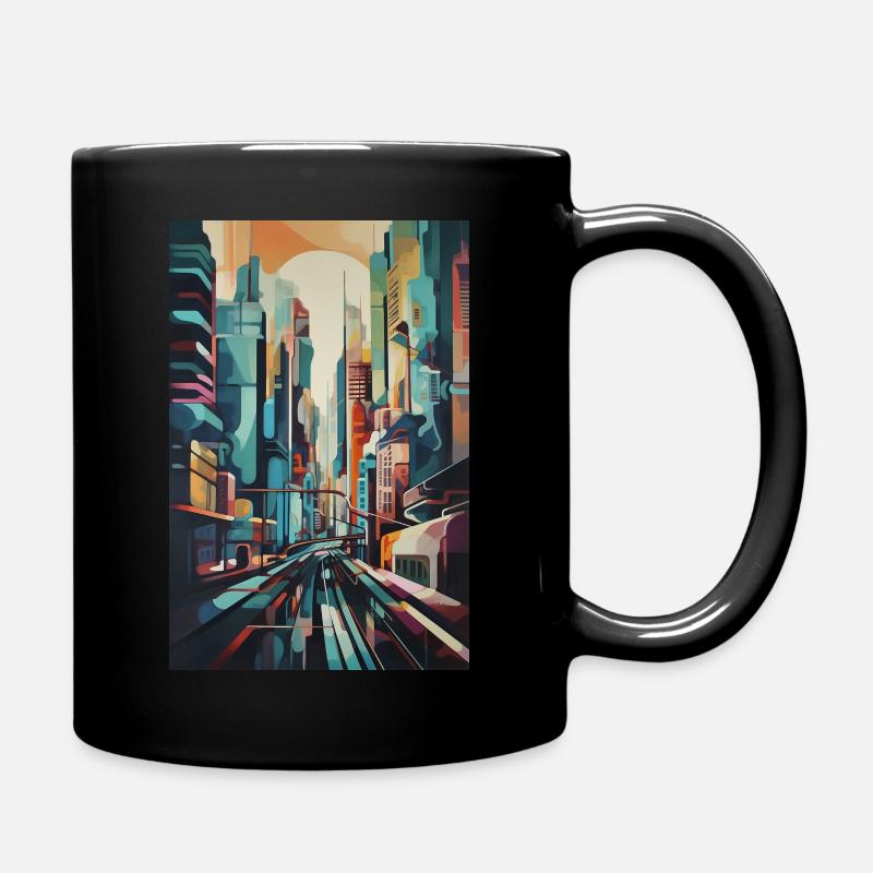 painting cityscape - Tasse einfarbig - Schwarz