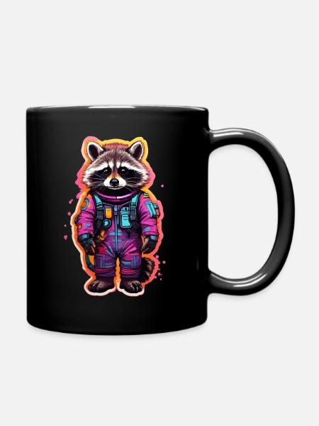 Raccoon - Full Colour Mug - black