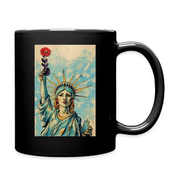 Statue of Liberty holding Flower - Tasse einfarbig - Schwarz - Rechts