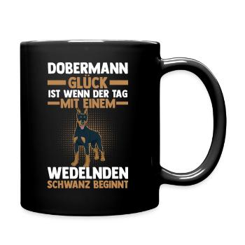 Hund Dobermann - Tasse einfarbig - Schwarz - Rechts