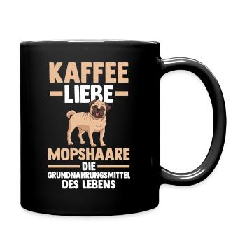 Kaffee Hund Mops - Tasse einfarbig - Schwarz - Rechts