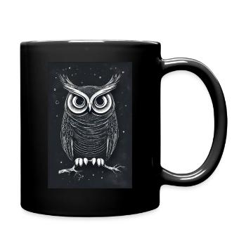 Eule - Tasse einfarbig - Schwarz - Rechts