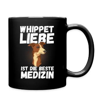 Hund Whippet - Tasse einfarbig - Schwarz - Rechts