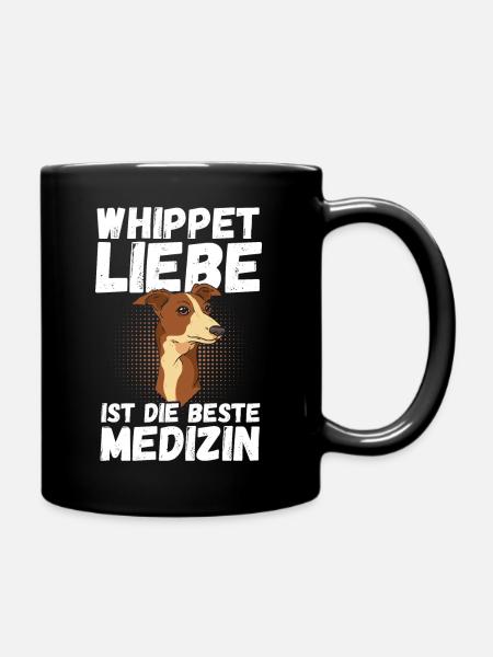 Hund Whippet - Tasse einfarbig - Schwarz