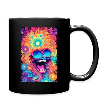 Psychédélique avec un visage rieur, des couleurs vives - Mug uni - noir - Droite