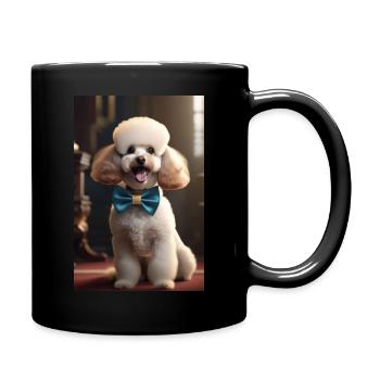 Ein süßer Pudel hat ein Schleifchen im Haar - Tasse einfarbig - Schwarz - Rechts
