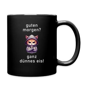 Ganz dünnes Eis mit Polygon Katze - Tasse einfarbig - Schwarz - Rechts