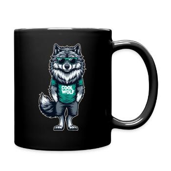 Cooler Wolf - Tasse einfarbig - Schwarz - Rechts