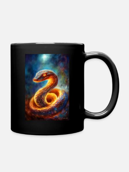 Magic snake - illustration - Full Colour Mug - black