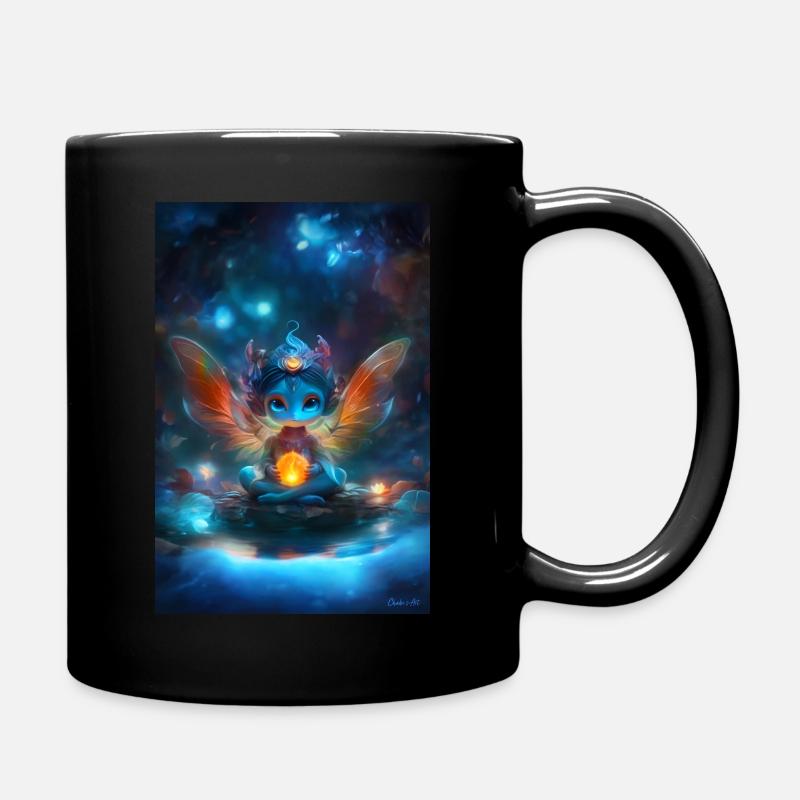 Magische Illustration - Elfe im Winter - Tasse einfarbig - Schwarz