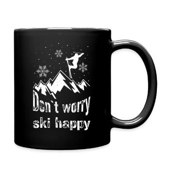 Ne vous inquiétez pas, skiez heureux - vacances de ski à la montagne - Mug uni - noir - Droite
