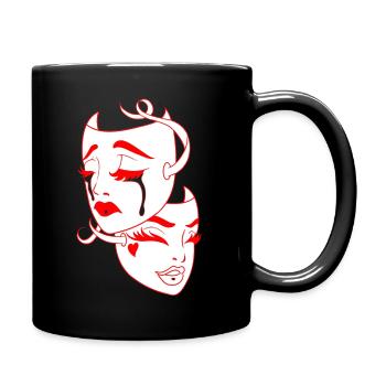 Beautiful female paint art Face colorful woman - Full Colour Mug - black - Right