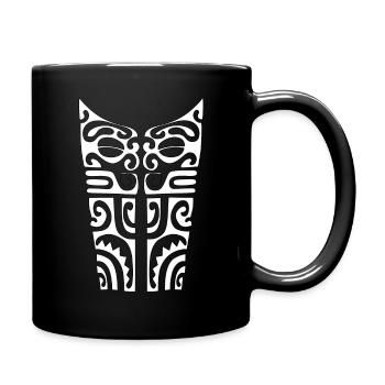 logo poitrine maori 113 blanc - Mug uni - noir - Droite