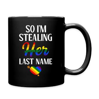 LGBTQ Pride Couple Arc-en-ciel Bi fiançailles mariage - Mug uni - noir - Droite