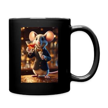 Maus sagt Prost an der Theke - Tasse einfarbig - Schwarz - Rechts