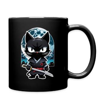 Ninja Cat - Samurai Kitten - Full Colour Mug - black - Right