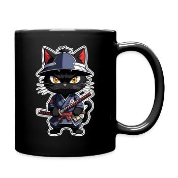 Ninja Cat - Samurai Kitten - Full Colour Mug - black - Right