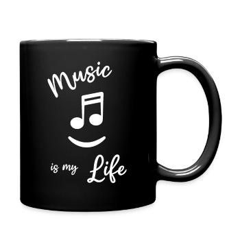 "Music is my life" Music Musician Sheet Music - Full Colour Mug - black - Right