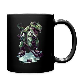 Eishockey T-Rex Trex Dino Dinosaurier - Puck Stick - Tasse einfarbig - Schwarz - Rechts