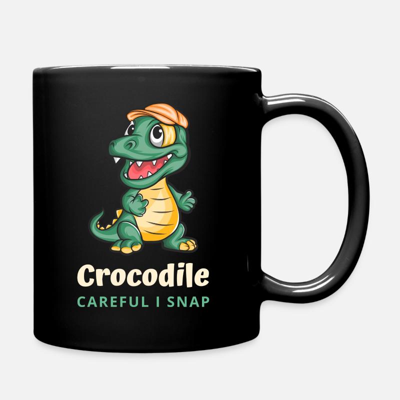 Crocodile de dessin animé - Attention je claque - Mug uni - noir