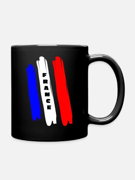 Frankreich France Statement Schriftzug mit Fahne - Tasse einfarbig - Schwarz