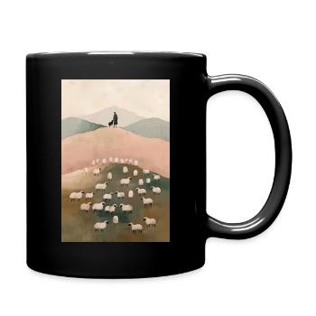 Jésus quitte le 99, art mural chrétien, - Mug uni - noir - Droite