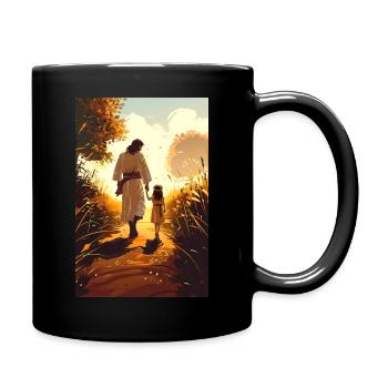 Modern Christian Decor, Jesus Walking With - Full Colour Mug - black - Right