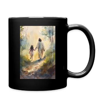 Jesus with a girl, communion gift, - Full Colour Mug - black - Right