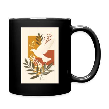 Ländliche Taube Kunstwerk, Spirituelles Boho, - Tasse einfarbig - Schwarz - Rechts