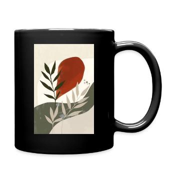 Imprimé oiseau bohème moderne, boho rustique - Mug uni - noir - Droite