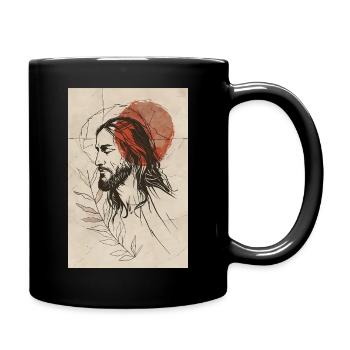 Contemporary Minimalist Jesus - Full Colour Mug - black - Right