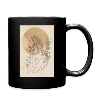 Impression d’art Jésus Lignes Simples, Moderne - Mug uni - noir - Droite