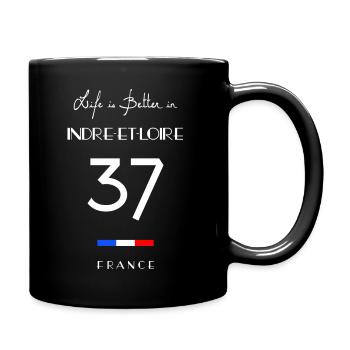 Life is better in INDRE-ET-LOIRE Tours Number 37 F - Full Colour Mug - black - Right