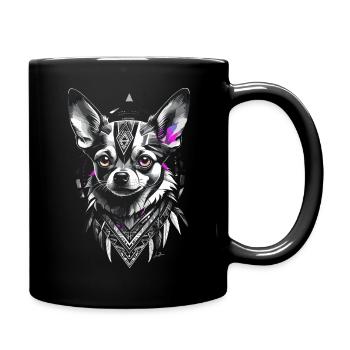 Geometric Chihuahua Dog Gray Pink - Full Colour Mug - black - Right