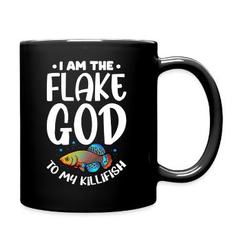 I am the flake god to my killifish Design - Full Colour Mug - black - Right
