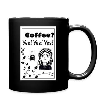 Kaffee bitte - Tasse einfarbig - Schwarz - Rechts