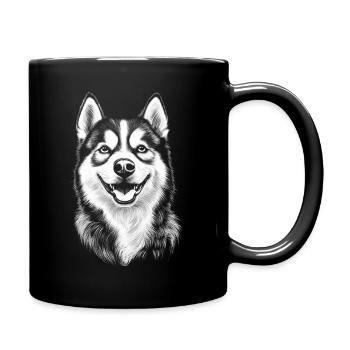 Siberian Husky Portrait Dog Dogs - Full Colour Mug - black - Right
