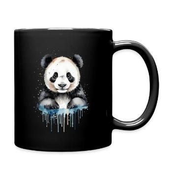 Playful Panda Watercolor - Full Colour Mug - black - Right