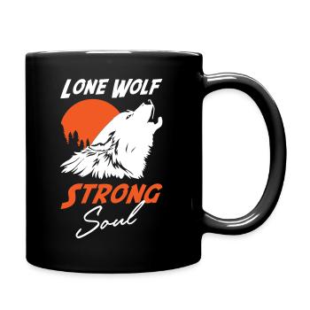 Lone Wolf Strong Soul - Tasse einfarbig - Schwarz - Rechts