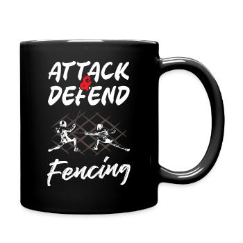 Attack And Defend Fencing - Tasse einfarbig - Schwarz - Rechts