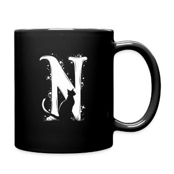 Lettre N avec chat - Mug uni - noir - Droite