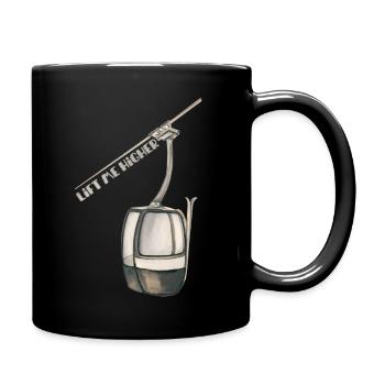 Lift me higher - vintage gondola - alpine skiing - Full Colour Mug - black - Right