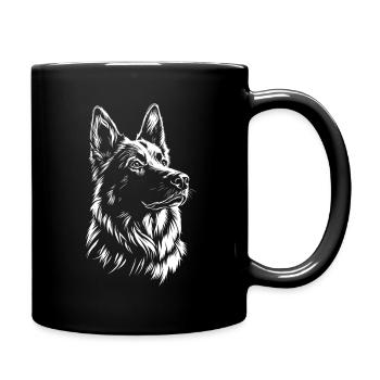 German Shepherd Portrait Art Drawing - Full Colour Mug - black - Right